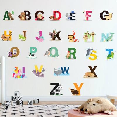 26 English Alphabet Stickers English Words Cartoon Animal Wall Stickers Children'S Room Stickers