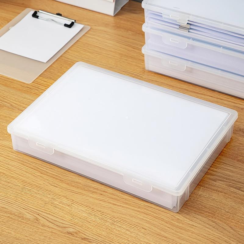 1Pcs A4 Size Clear File Organizer Boxes With Lids-Transparent Document Storage Containers For Office Home Organization