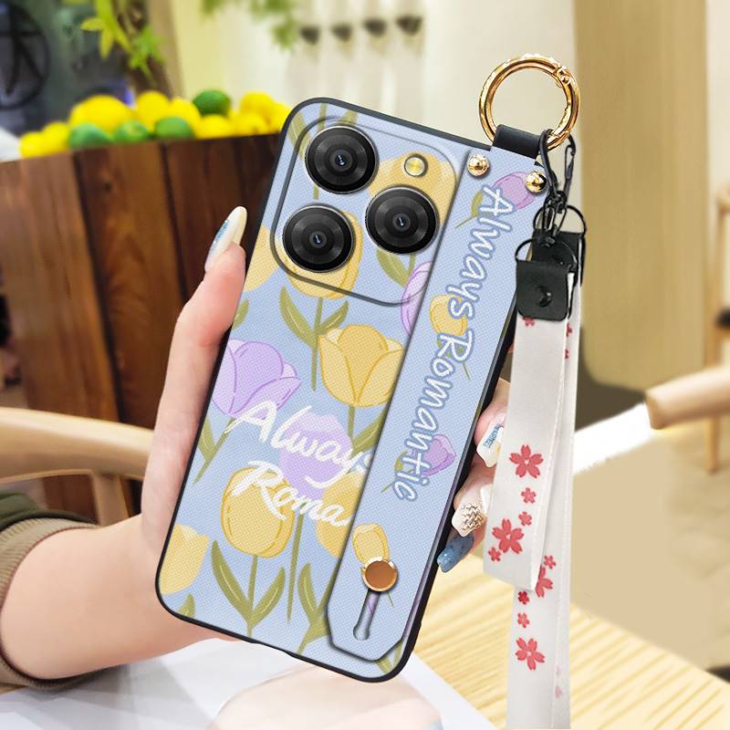 Waterproof Durable Phone Case For Blackview Shark9 5G Soft case Ring Oil Painting Protective Shockproof Wristband Flower