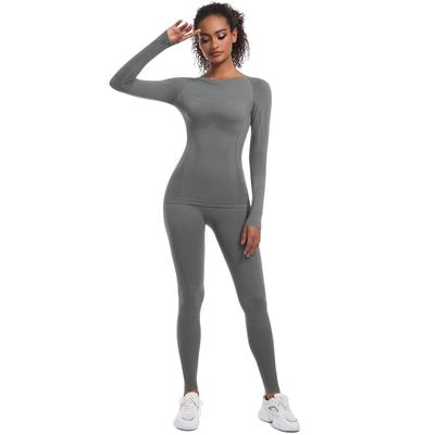 Auroth Nahtloses Gym Laufset Damen Langarm Yoga Sportbekleidung Sexy Push-Up Hose Fitnesskleidung