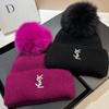 Paris Star Fox Hairball Plush Knitted Hat Women'S Winter Cold Northern Warm Rabbit Hair Ear Protector