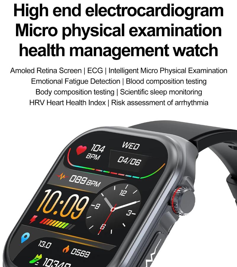 2025 New AMOLED Smart Watch ET585 Men ECG Blood Compositoin Health Monitoring Bluetooth Call Women Sports Fitness Tracker Smartwatch