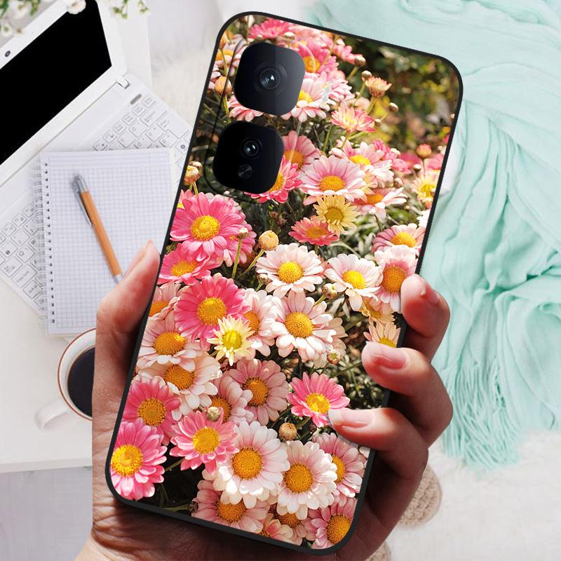 For VIVO IQOO Neo 10 Pro Case Black Cover Flowers Silicone Soft Back Cases For vivo iQOO Neo 10 Neo10 5G Phone Case 10Pro Bumper