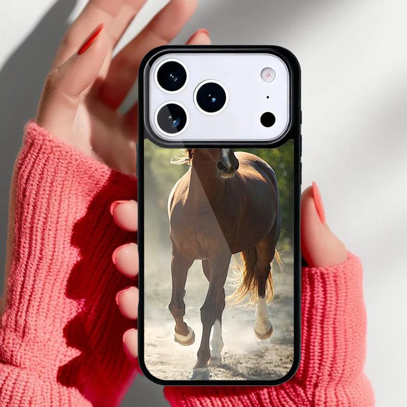 Beautiful Elegant Brown Horses Phone Case for iPhone 17 16 15 14 13 Pro Max Back Cover for 12 11 Pro Coque