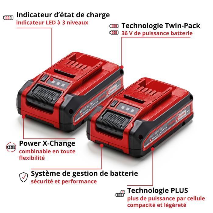Einhell double batterie 3,0 ah pxc plus twinpack (18 v, lithium-ion, pour tous les appareils pxc)