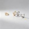 Sparkling Heart Stud Earrings Shiny Ear Buckle Sweet Rhinestone Hoop Earrings  Female