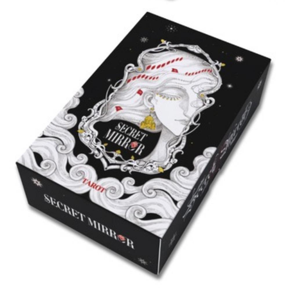 12*7cm Tarot cu oglindă secretă Tarot de artă feminină în simbolism bogat cu tărâm monocrom:Negru, alb, roșu, auriu- cu Ghid