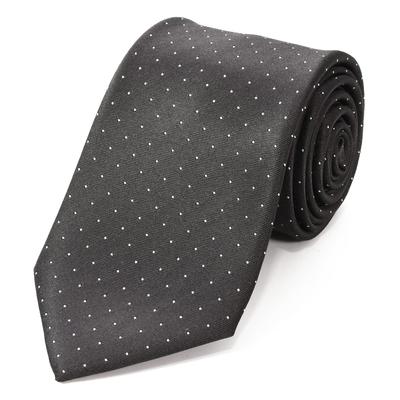 [Michiko London] Brand Necktie, Made In Japan, 100% Silk, Jacquard Weave, Pin Dot Pattern (Pattern B: Gray)