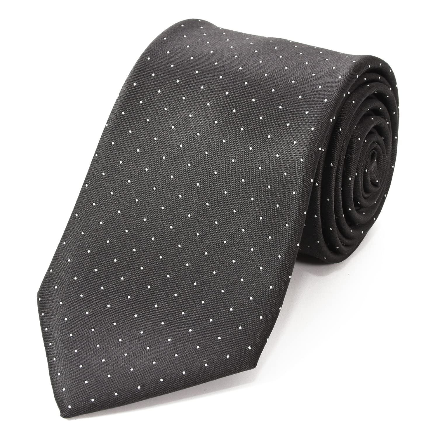 [Michiko London] Brand Necktie, Made in Japan, 100% Silk, Jacquard Weave, Pin Dot Pattern (Pattern B: Gray)