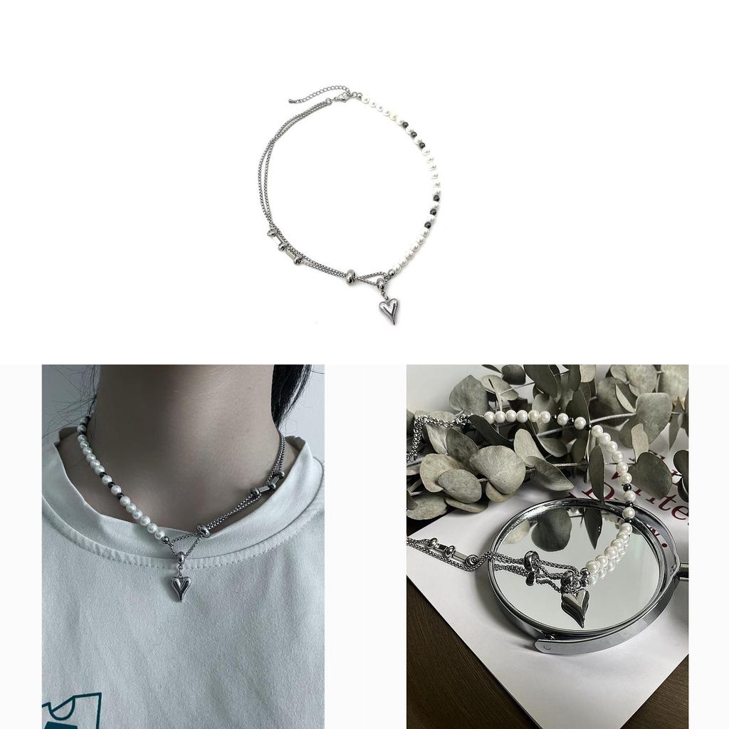 Chinese Vintage Heart Pendant Necklace With Handcrafted Bead Chain For Men And Women