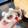 9pcs Autumn Winter Plush Teddy Furball Bow Hair Loop Hair Accessories Are Suitable for Women To Wear