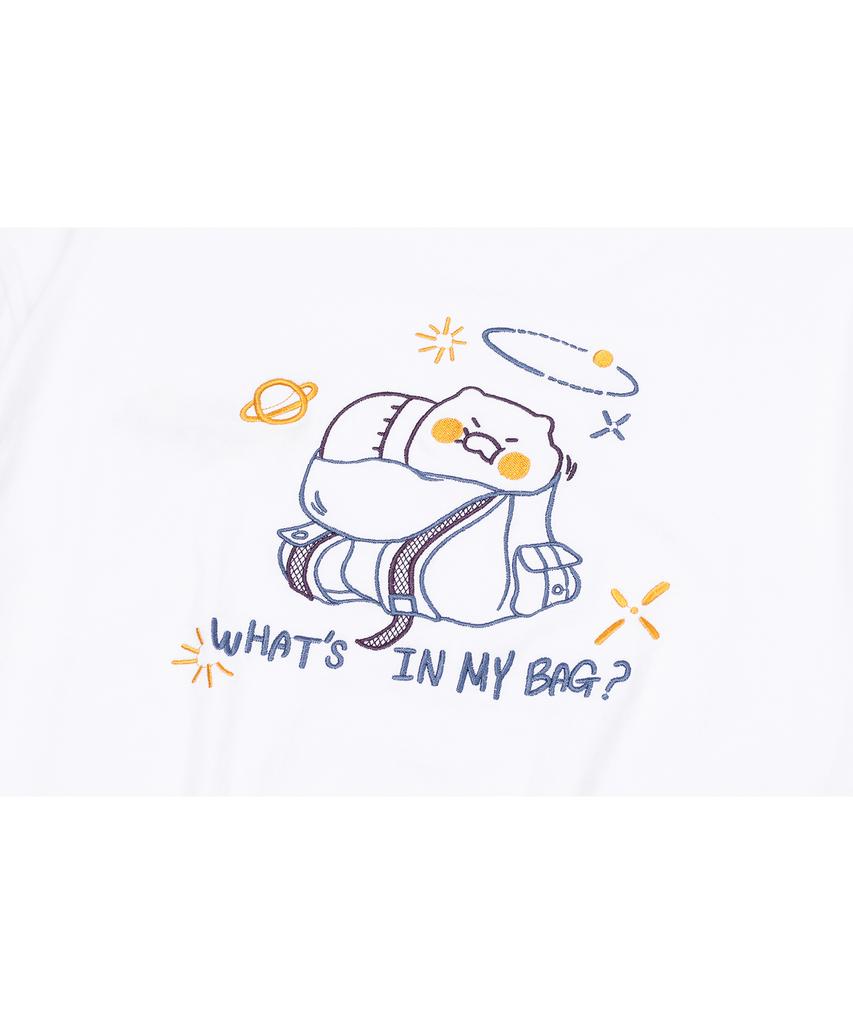 CPGN STUDIO [Cpgn X Kakao Friends] Chunsik Bag Embroidered Short Sleeve T-Shirt White