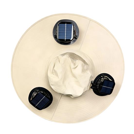 Wide-Brimmed Fan Hat with Solar USB Dual Fans Powered