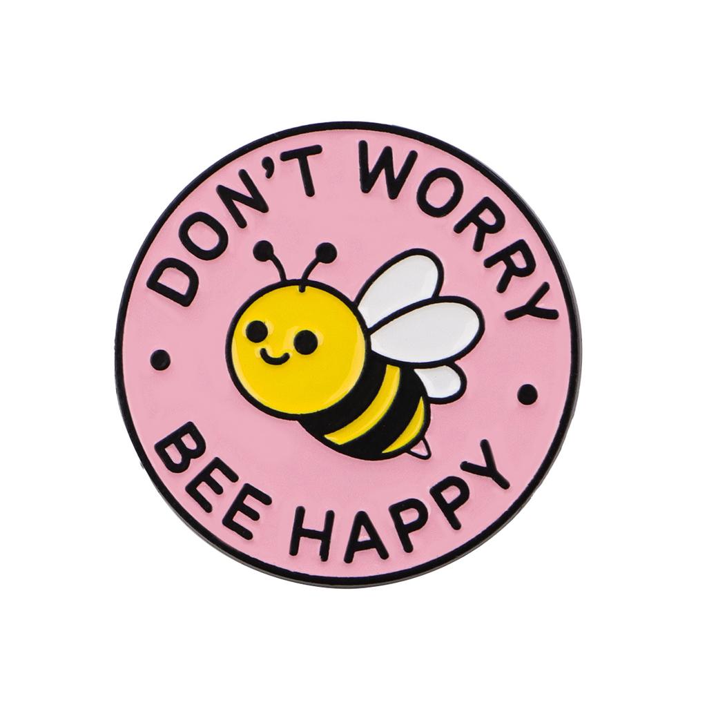 1 st Don' Worry Bee Happy Schattige Bij Reversspeld voor Rugzakken, Emaille Pin, Schattige Broche voor Kleding, Aktetas Badge, Rugzak Badge Cadeau