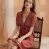 Camicia da notte da donna in pizzo sottile di seta di ghiaccio con scollo a V estate sexy con indumenti da notte per reggiseno