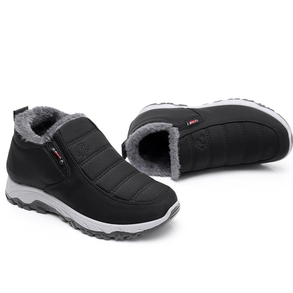 Fleece Thickened Old Beijing Cotton Shoes Winter New Soft-soled Non-slip Middle-aged and Elderly Cotton Boots Fleece Warm Snow Boots Men