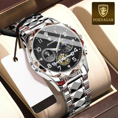 Luxury Watch for Man Sports Stainless Steel Men Quartz Watch Waterproof Luminous Chronograph Men's Watches