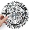 50pcs Dark Retro Gothic Waterproof Stickers for Thermos Cups & Luggage