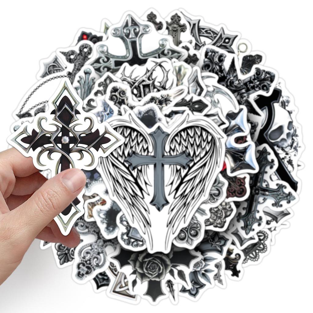 50pcs Dark Retro Gothic Waterproof Stickers for Thermos Cups & Luggage