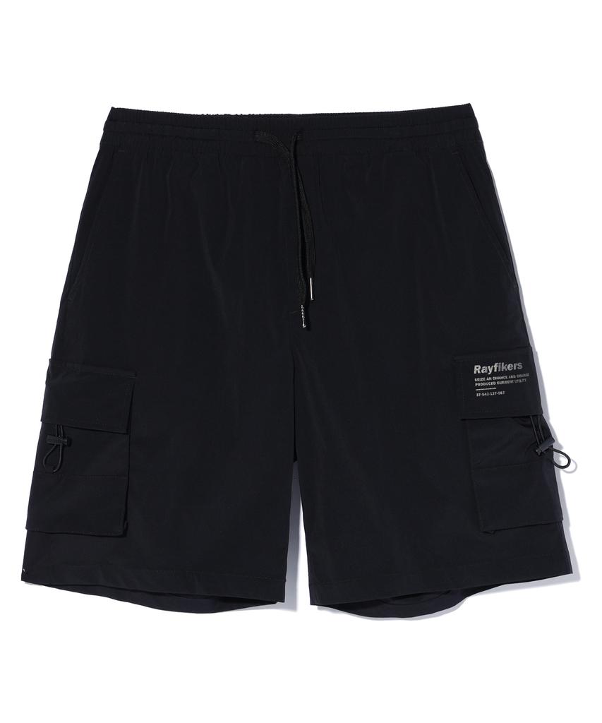 RAYFIKERS Double String Cargo Shorts Black (Mo2Pu383-076)