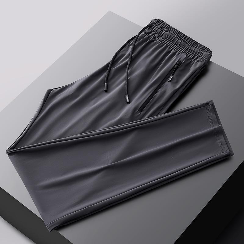 Men's Summer Elastic Ice Silk Quick-Dry Straight-Leg Pants