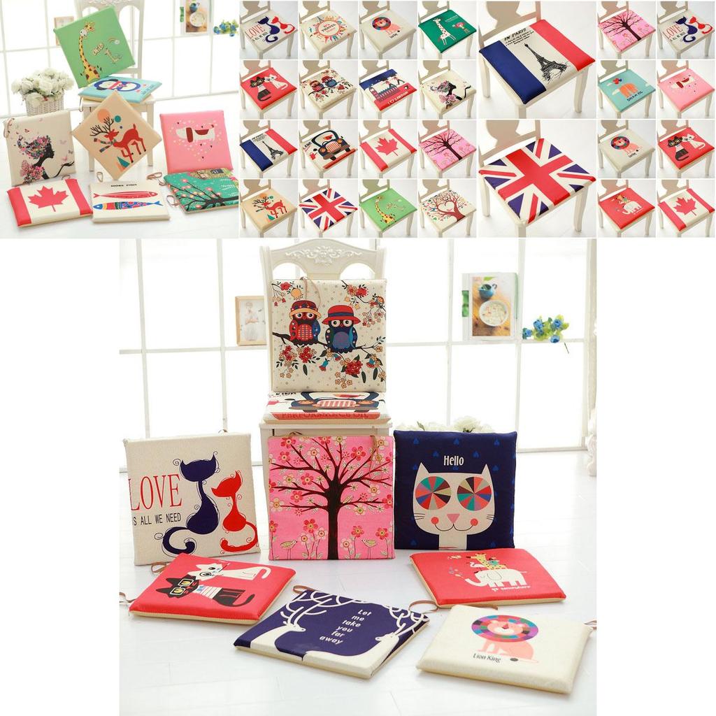 Cartoon-Muster Memory-Schaum Quadratische Stuhlkissen mit abnehmbarem waschbarem Bezug