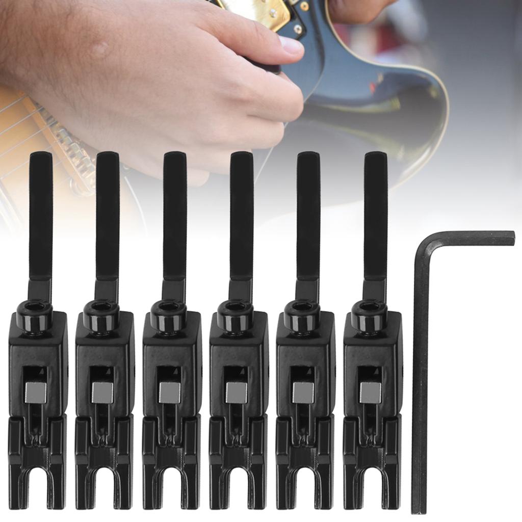6Pcs Electric Guitar Bridge Saddle Tremolo String Lock Zinc Alloy Wrench Guitar Accessories
