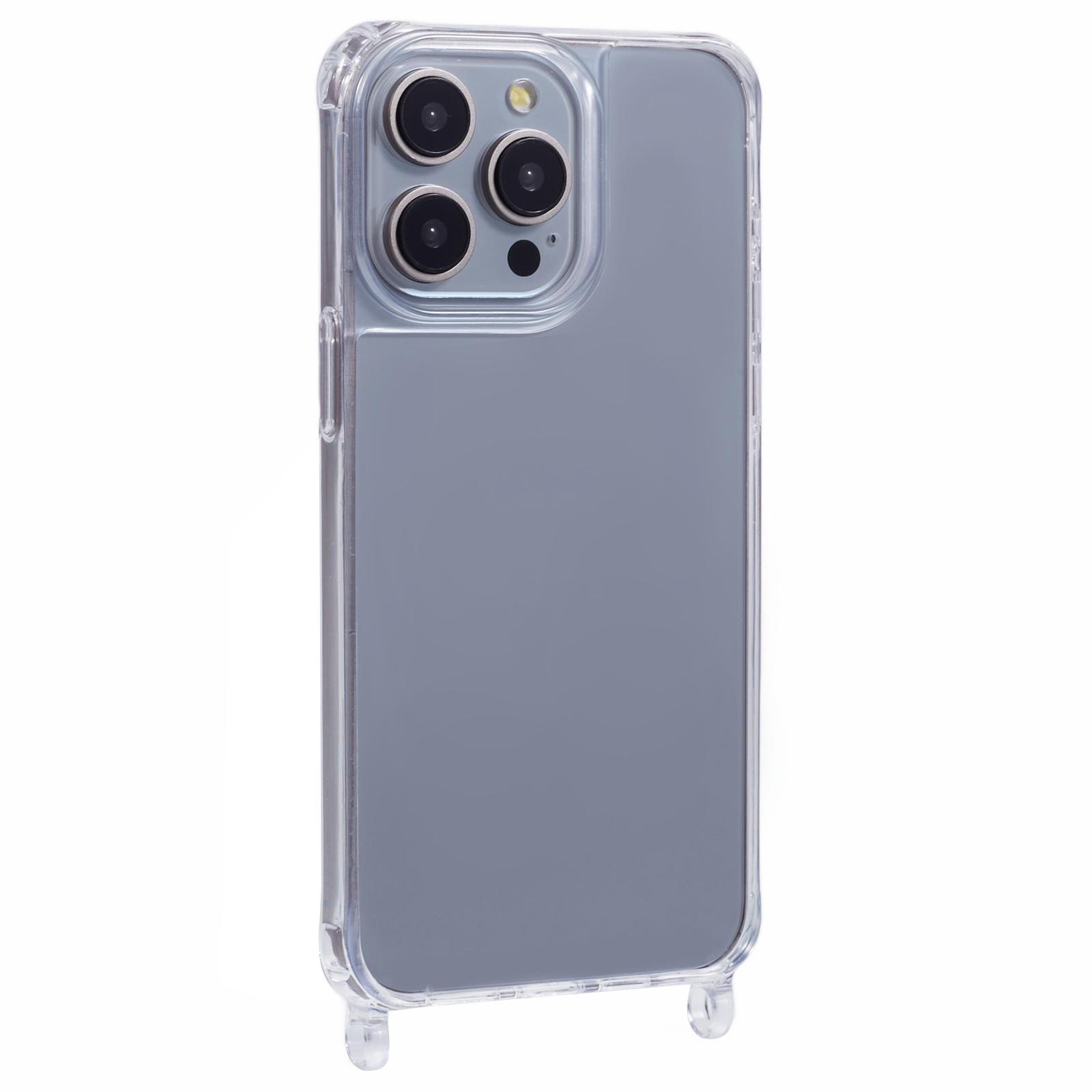

For iPhone 15 Pro Case PC+TPU 1.5mm Clear Phone Cover with Lanyard Holes A