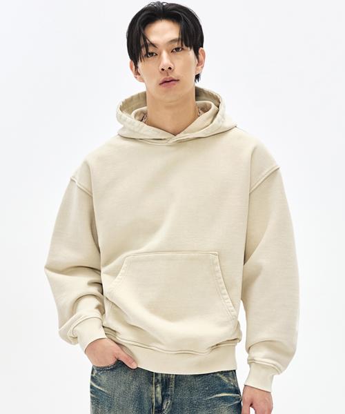 890G Cut Bleach Hoodie - Acid Beige -