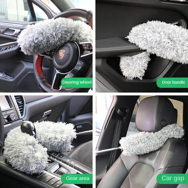 5PCS 2.8m Extended Chicken Hair Duster Retractable Bendable Ceiling Cleaning Broom Household Static Dusting Duster Car Duster