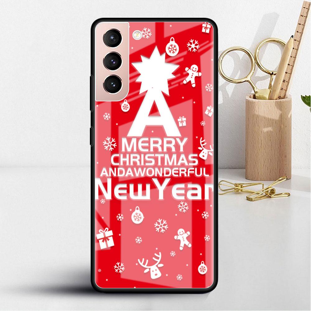 Snowman Christmas Cartoon Glass Case For Samsung Galaxy S22 S20 FE S21 Plus Phone Cover S10 5G S9 Note 20 Ultra 10 Lite Shell