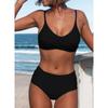 Fashion Women Solid Color Sexy Split Swimsuit Casual Bikini Swimsuit Set