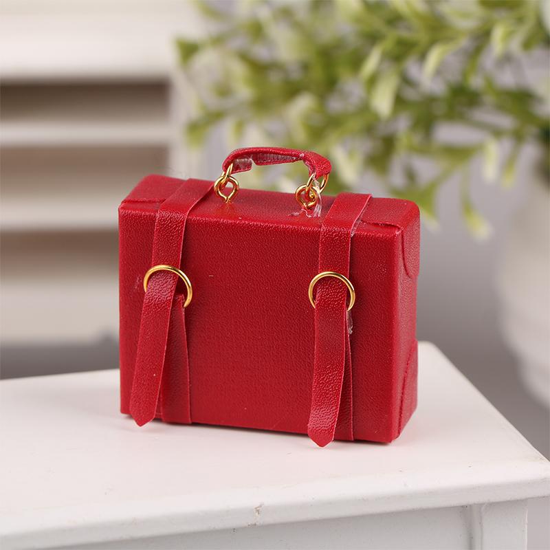 1:12 Dollhouse Miniature Leather Luggage Trunk Suitcase Vintage Hand Bag Briefcase Home Model Decor Toy Doll House Accessories