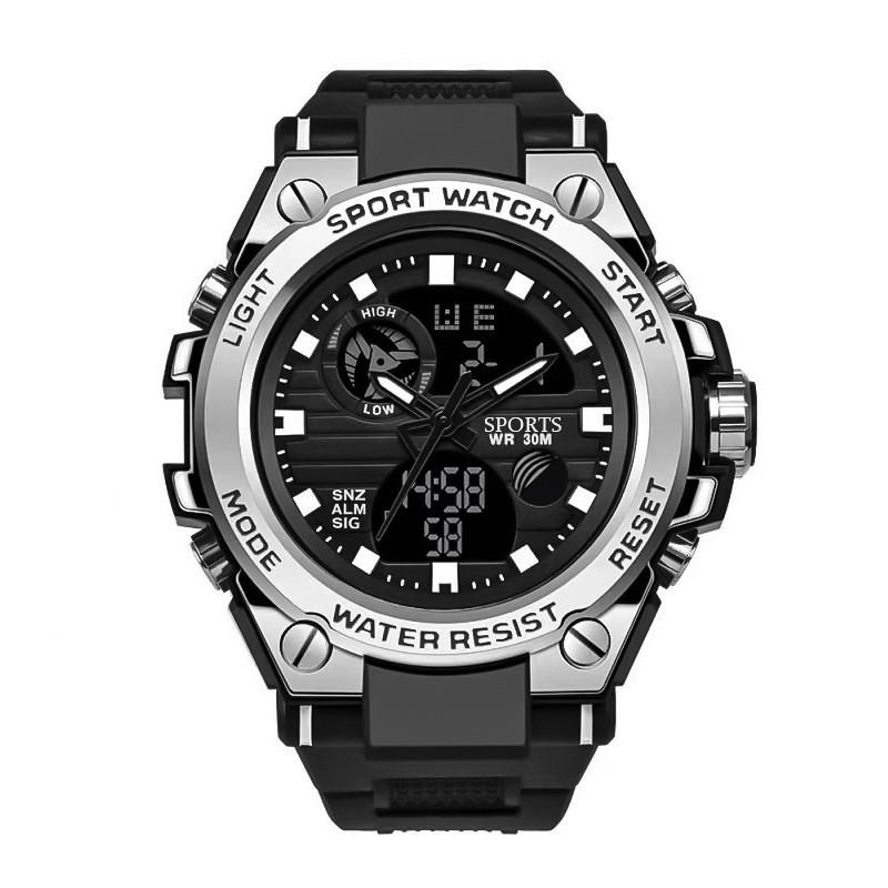Цифровые спортивные часы с ночным свечением, водонепроницаемые, кварцевые, для старшеклассников Silver