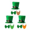 3-teiliges Komplettpaket für St. Patrick's Day Zylinder Fliege Krawatte und Schnurrbart Kostüm Outfit für festliche Anlässe