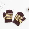 Knitted Striped Pattern Gloves Winter Full Finger Mittens Stretchy Warm Walking Running Gloves for Kids Unisex 1-2 Years