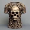 Men's T-shirt Skull Head 3D Digital Print Men's Novelty Short Sleeve Crew Neck Tees Summer Halloween Party Outdoor Fitness Tops
