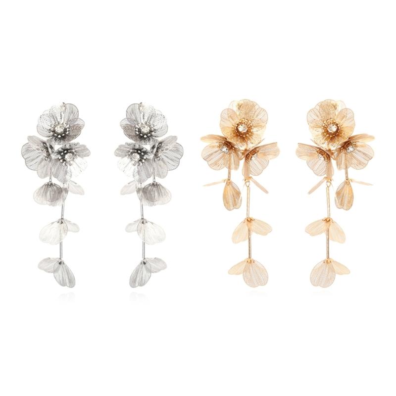 Fashion Metal Flower Earrings for Women Accessories Silver Gold Color Long Tassel Earring Party Jewelry Holiday Gifts
