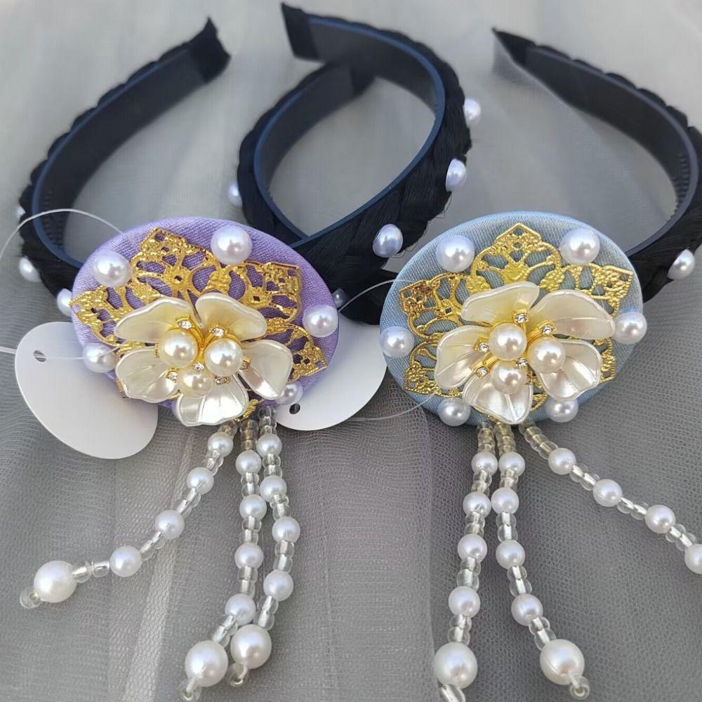 Pearl Hanbok Hairband Tassels Stage Dance Hair Hoop Classical Korean Headband  Performance