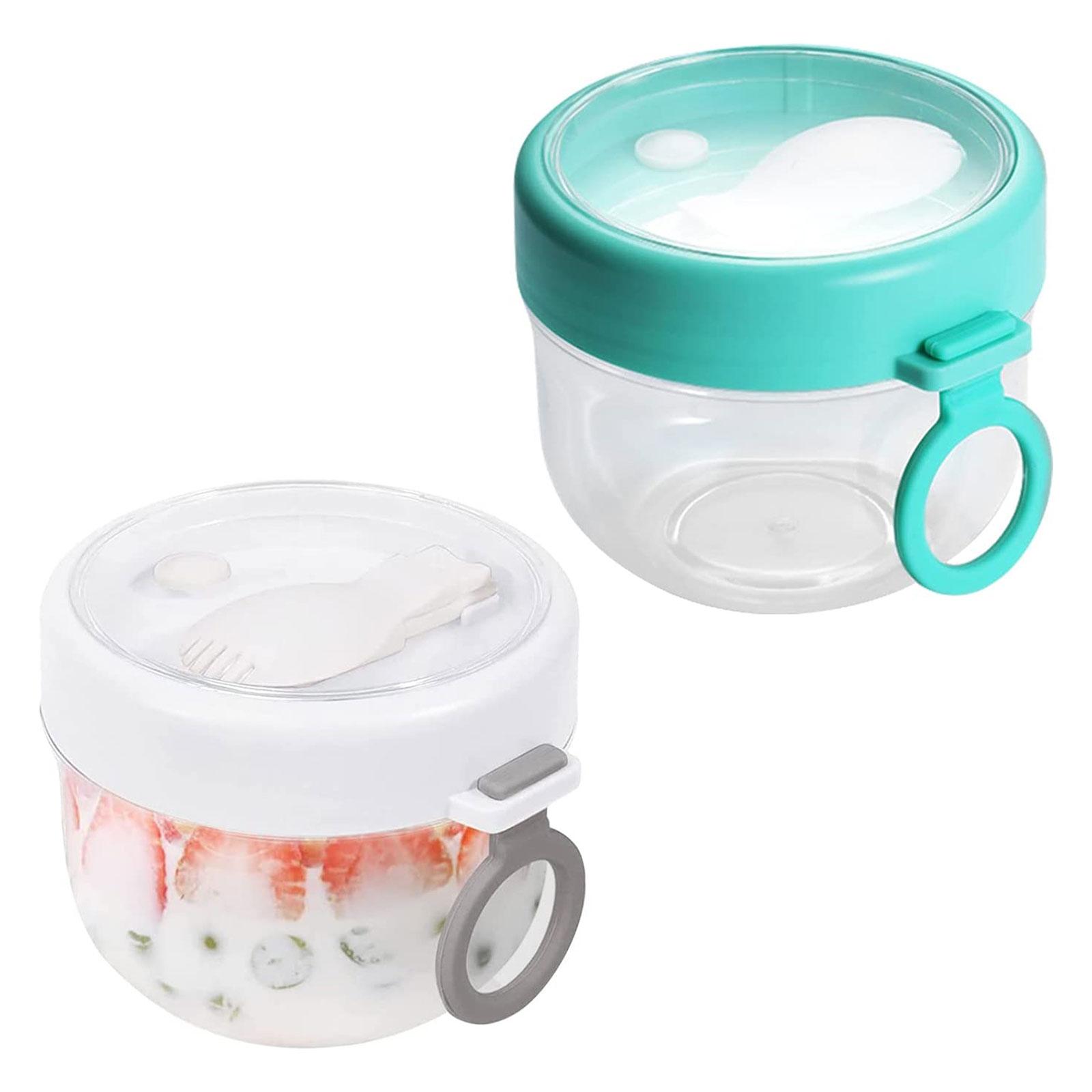 

2 Pcs Breakfast Cup Overnight Oat Containers with Lids and Spoons Large Capacity Airtight Jars for Milk Cereal Fruit A