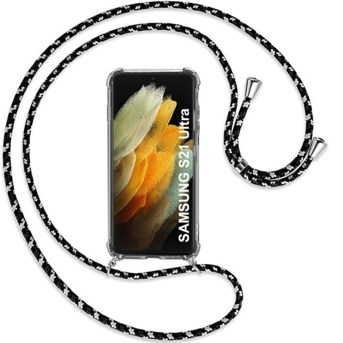 Coque de Protection - PROSHOP - Souple - Transparent-Noir - Pour Samsung Galaxy S21 Ultra - Anti-choc