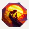 Lion King Sunset Automatic Folding Umbrella, 8 Ribs Portable Foldable Design, Best Choice for Business and Going Out, Birthday, Halloween, C