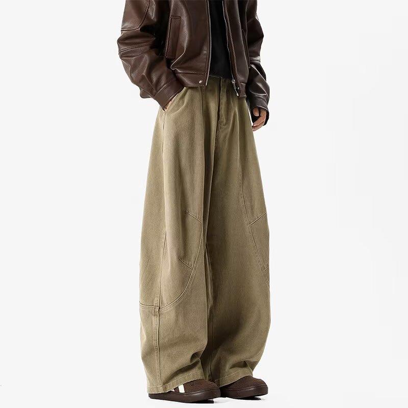 Dekonstruktion Silhouette Armeegrün Jeans Jungen Sommer Trendmarke Lässig Locker Vielseitig Gerade Weiter Bein Werkzeughose