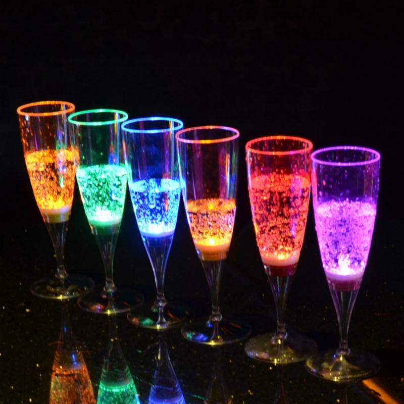 6PCS Wine Glass Wedding Champagne Glasses Lover Wedding Glass Goblet Banquet Wedding Decoration Led Luminous Creative Cup