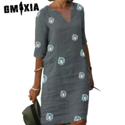 Women's Fashion Summer Spring Long Sleeve V-Neck High Waist Casual Dresses