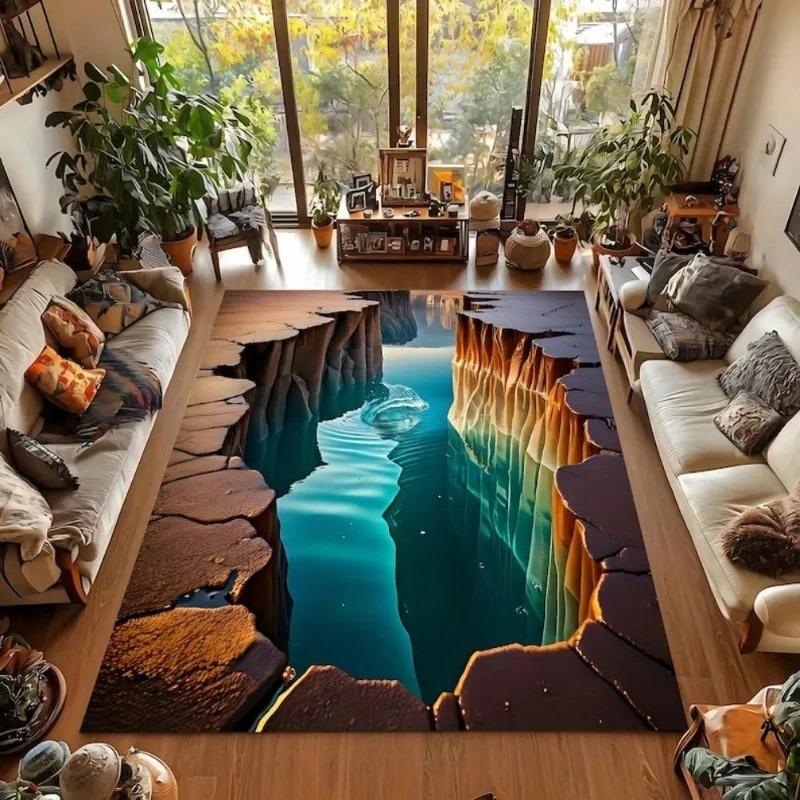 

3D Illusion Rug , Easy Clean Carpet Non-Slip Visual Effect Floor Mat for Living Room Decor Entrance Bedroom Living Room 40x60cm