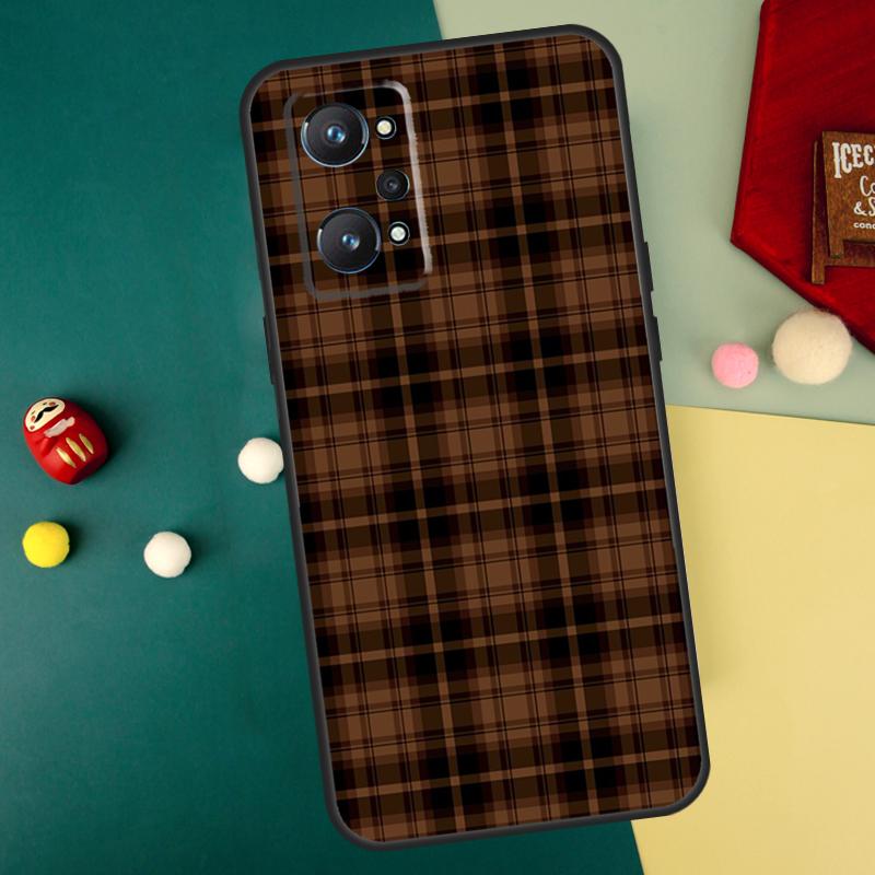 Brown Plaid For Realme GT7 Pro 15 13 10 11 12 14 Pro Plus C55 C71 C75 C67 C63 C61 C53 C35 C65 GT6 Case