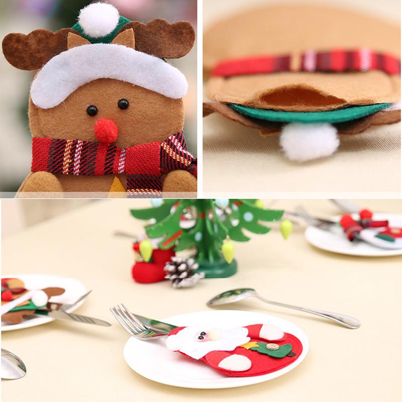 4pcs Christmas Decorations Snowman Kitchen Tableware Holder Bag Party Gift Xmas