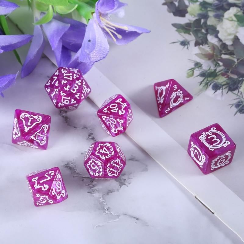 7Pcs Dragon Pattern Acrylic Polyhedral Dices Replacement Role Playing Game Dices Tabletop Game Accessories Enduring