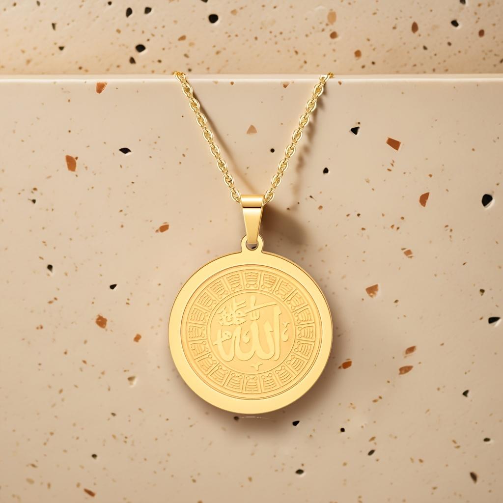 Round Arabic Name Pendant Necklace, Arabic Allah Necklace Pendant, Ideal For Friendship Souvenirs And Everyday Wear.